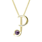 9ct Yellow Gold Blue John Love Letters Initial P Necklace P3463C