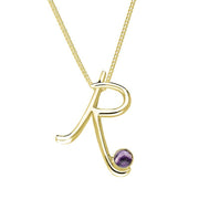 9ct Yellow Gold Blue John Love Letters Initial R Necklace P3465C