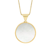 9ct Yellow Gold Blue John Mother of Pearl Queens Jubilee Hallmark Double Sided Round Necklace, P146_JFH