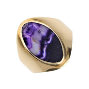 9ct Yellow Gold Blue John Oval Ring R076
