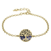 9ct Yellow Gold Blue John Round Tree of Life Chain Bracelet B1140