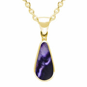9ct Yellow Gold Blue John Small Pear Necklace. P163.