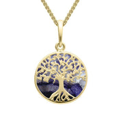9ct Yellow Gold Blue John Small Round Tree Of Life Necklace P3339