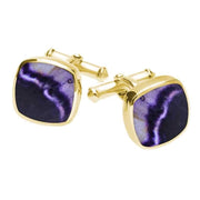 9ct Yellow Gold Whitby Jet Square Cushion Cufflinks CL128