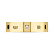 9ct Yellow Gold Diamond Jet King's Coronation Hallmark Princess Cut 5mm Ring R1199_5 CFH\