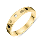 9ct Yellow Gold Diamond Jet King's Coronation Hallmark Princess Cut 4mm Ring R119_4 CFH