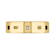 9ct Yellow Gold Diamond Jet King's Coronation Hallmark Princess Cut 6mm Ring R1199_6 CFH