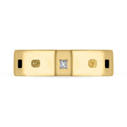 9ct Yellow Gold Diamond Jet King's Coronation Hallmark Princess Cut 6mm Ring R1199_6 CFH