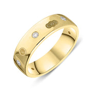 9ct Yellow Gold Diamond King's Coronation Hallmark 6mm Ring R1193_6 CFH 