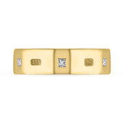 9ct Yellow Gold Diamond King's Coronation Hallmark Princess Cut 6mm Ring R1199_6 CFH