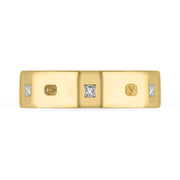 9ct Yellow Gold Diamond King's Coronation Hallmark Princess Cut 6mm Ring R1199_6 CFH