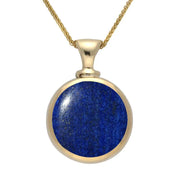9ct Yellow Gold Lapis Lazuli Double Sided Dinky Fob Necklace. P218.
