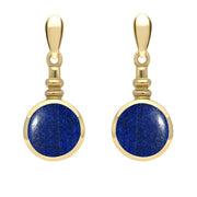 9ct Yellow Gold Lapis Lazuli Bottle Top Drop Earrings E054
