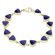9ct Yellow Gold Lapis Lazuli Curved Triangle Bracelet. B244.