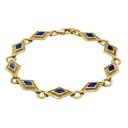 9ct Yellow Gold Lapis Lazuli Eight Stone Kite Framed Bracelet B228