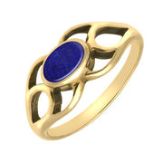 9ct Yellow Gold Lapis Lazuli Lattice Ring. R146.