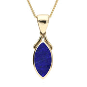 9ct Yellow Gold Lapis Lazuli Marquise Necklace. P388.