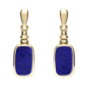9ct Yellow Gold Lapis Lazuli Oblong Bottle Top Drop Earrings. E055.