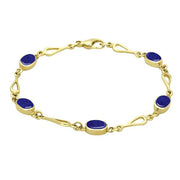 9ct Yellow Gold Lapis Lazuli Oval Spoon Bracelet. B231.