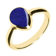 9ct Yellow Gold Lapis Lazuli Pear Shaped Ring. R408.