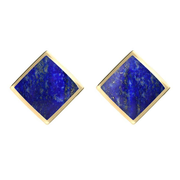 9ct Yellow Gold Lapis Lazuli Rhombus Earrings. E015.