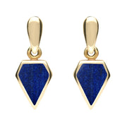 9ct Yellow Gold Lapis Lazuli Small Kite Drop Earrings E271