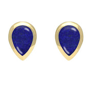 9ct Yellow Gold Lapis Lazuli Small Teardrop Stud Earrings. E768.