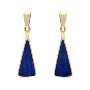 9ct Yellow Gold Lapis Lazuli Triangle Drop Earrings E145