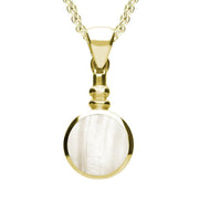 9ct Yellow Gold Mother of Pearl Bottle Top Necklace. P010.