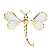 9ct Yellow Gold Mother of Pearl Dragonfly Brooch. M268.