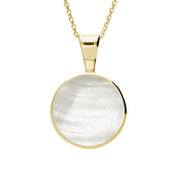 9ct Yellow Gold Mother of Pearl Heritage Round Necklace. P018.
