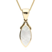 9ct Yellow Gold Mother of Pearl Marquise Necklace. P388.