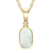 9ct Yellow Gold Mother of Pearl Oblong Bottle Top Necklace. P009.