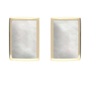 9ct Yellow Gold Mother of Pearl Oblong Stud Earrings. E014.