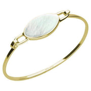 9ct Yellow Gold Mother of Pearl Oval Slim Bangle. B018.