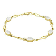 9ct Yellow Gold Mother of Pearl Oval Spoon Bracelet. B231.