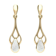 9ct Yellow Gold Mother of Pearl Pear Spoon Earrings. E139. 