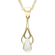 9ct Yellow Gold Mother of Pearl Pear Spoon Necklace. P162.