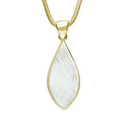 9ct Yellow Gold Mother of Pearl Pointed Pear Necklace. P221.