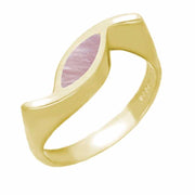 9ct Yellow Gold Pink Mother Of Pearl Toscana Overlapping Marquise Ring. R525.