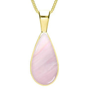 9ct Yellow Gold Pink Mother of Pearl Classic Teardrop Necklace. P024.