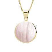 9ct Yellow Gold Pink Mother of Pearl Heritage Round Necklace. P018.