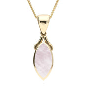 9ct Yellow Gold Pink Mother of Pearl Marquise Necklace. P388.