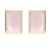 9ct Yellow Gold Pink Mother of Pearl Oblong Stud Earrings E014