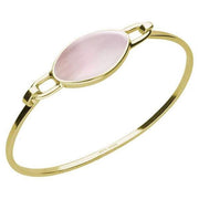 9ct Yellow Gold Pink Mother of Pearl Oval Slim Bangle. B018.
