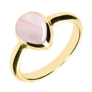 9ct Yellow Gold Pink Mother of Pearl Pear Shaped Ring. R408.