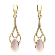 9ct Yellow Gold Pink Mother of Pearl Pear Spoon Earrings. E139. 