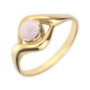 9ct Yellow Gold Pink Mother of Pearl Round Twist Ring R030