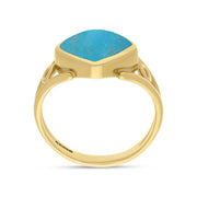 9ct Yellow Gold Turquoise Cushion Cut Ring R1246