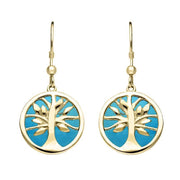 9ct Yellow Gold Turquoise Large Round Tree of Life Two Piece Set S063